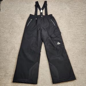 Gerry Snowpants Bibs Youth Large 14/16 Black Suspenders Fleece Lined Outdoor